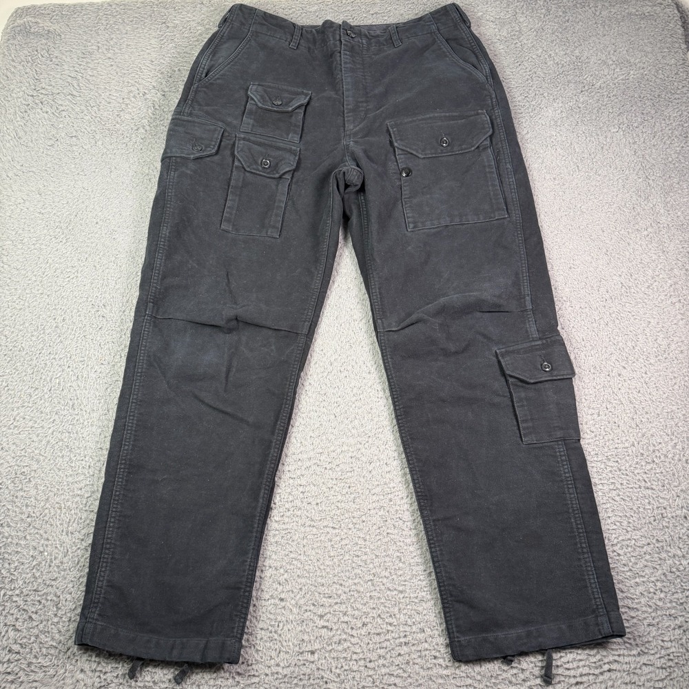 Engineered Garments FA Cargo Pants Mens M Black Brushed Cotton Military USA Made